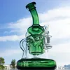 Heavy Base Klein Recycler Bongs Tornado Glass Bong Showerhead Perc Oil Dab Rigs Blue Green Amber Water Pipes With Bowl