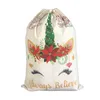 Christmas Gift Bag Cute Drawstring Canvas Unicorn Santa Sack 2 Style Good Quality Christmas Decoration Ornament Santa EEA381