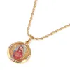 Guld jungfru mary halsband kvinnor religiösa bön halsband hänger smycken med rhinestone