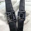 Top Brand Men and Women Watches Square fodral läder rand kvarts rörelse auto datum modemärke kvinnor klänning klocka designer clock209x