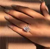 Vecalon 眩しい 925 スターリングシルバー婚約指輪オーバルカット 4ct ダイヤモンド Cz 結婚指輪リング女性のための指ジュエリー