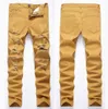 Designer Mäns rippade jeans Slim Fit Light Blue Denim Joggers Male Distressed Destressed Trousers Button Fly Pants252J