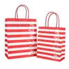 Christmas Paper Gift Bag With Handle Red Green Kraft Paper Bags Stripe Snowflake Print Xmas Gift Paper Bag Sweets Candy Pouch DBC 7145205