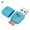 Wysokiej jakości czytnik kart MINI USB 2.0 dla karty Micro SD Card Adapter Card Plug and Play kolorowe Wybierz z komputera typu Tablet 300 sztuk / partia