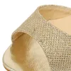 Sandali da donna Moda Tacchi alti Donna Sheos Oro argento Fibbia Scarpe da donna Comfort estivo Sandali da donna Taglie forti 41