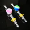 New Glass Nector Collector Kit Mini Small NC Kits With 10mm 14mm Quartz Tips Plastic Clip Cilicone Oil Wax Container For Straw Pipes