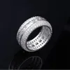 Iced Out 5 Row CZ 360 Eternity Rings Bling Micro Pave Cubic Zirconia 18K Gold Plating Top Quality Simulated Diamonds Mens Hip hop Ring