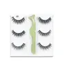 3pairs/lot 3d faux mink hair natural congry cross conger sharm eye eye lashes makeup beauty extension with green box