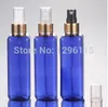 wholesale100ml blue Transparent Square bottle spray pump plastic bottles container 50pc/lot free shipping Anodized