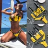 Sexy Bikinis Mulheres Swimsuit 2019 Verão Low Cintura Banheira Terno Oco Out Bandage Top Push Up Bikini Set Plus Size Swimwear XXL