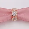 Spazio nel mio cuore Rosa in argento Clear Cz ciondoli autentici 925 perle d'argento sterling si adattano europea braccialetti in stile Pandora e europeo