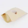 500pcs Zip Lock Standing Kraft Paper Bags with Round Window Kraft Pack Storage Dried Food Fruits Tea Electronic Product