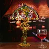 Lamp Table Lamp Fixação Mediterrâneo vitral decorativa Uva Luz para sala de estar Quarto antigo arte base Tiffany Desk