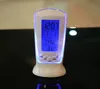 Novidade Iluminação LED Relógio Digital LCD Desk Music Alarm Tower Clock + Calendário + Termômetro Termômetro Calendário Estação Tempo Relógios