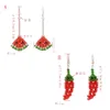 Colorful Resin Bead Wedding Earrings For Girls Bridal Crystal Fruit Watermelon Drop Earrings Summer Beach Indian African Jewelry