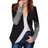 Hirigin Noir Argent Paillettes Vestes Femmes Cardigan Manteau À Manches Longues Slim Fit Veste Pour Office Lady V191209