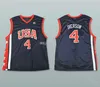 2004 Олимпийская команда Dream США USA ALLEN IVERSON # 4 Ретро Баскетбол Джерси Mens Shist Custom Любое имя Имя