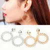 Wholesale- Hot Gold/Silver Exaggerated Chain Circle Earrings Hollow Preparation Metal Personality Earrings Earrings Female Jewelry Wholesale