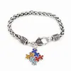 Fashion Women Bracelets Bangles Alloy Enamel Autism Awareness Piece Autistic charm bracelet Girl Jewelry 138445542