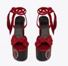 New Heart Cow Suede Leather Bowtie Back Lace Up Sandals Platform Chunky Heels Knot Sandal Female Gladiator Zapatos Mujer Shoes