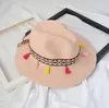 Lady Wide Brim Hat With Colorful Tassels Summer Women Straw Hat Ethnic Style Beach Hat Outdoor Sun Protection Panama Hats