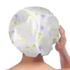 Flower Pattern Shower Cap Elegant Stain Lined Bath Caps for Women Silk Salon Spa Reusable Caps 122072