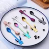 Dzieci Flatware Prezenty Kuchnia Cute Kot Długi uchwyt Wiszący Łyżka Kawa Mleka Stalowa łyżka