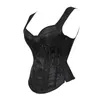 مثير steampunk سستة مشد زائد الحجم الرجعية تأثيري بوستير حزب اللباس الأسود lacing-up corselet المرأة الأعلى