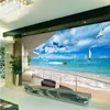 5D Espaço grande resort de papel de parede mural Balcony Sunny Seaside Landscape para sala de jantar Sala de jantar Hallway grossa não tecido tipo8875092