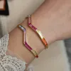 Wave Band Cuff Bransoletka Bransoletka Moda Prestiżowy Bezel Bagietka Cubic Cyrkonu Iskry Bling Wysokiej Jakości Kobiety Biżuteria