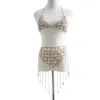 Populaire de haute qualité scintillante Crystal Crystal Fashion Fashion Sexy Body Body Bra jupe Set Belly Chain Bijoux7142760