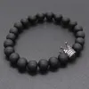 Fashion-2pcs/set Couple Bracelets for Lovers Crown Queen Charm Stone Beads Bracelets for Women and Men Jewellery Gift S915