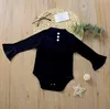 Baby Girls Rompers Toddler Horn Sleeve Jumpsuits Newborn Triangle Onesies Infant Solid Bodysuits Kids Ins Ruffle Blouse Tops AYP240