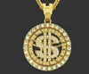18k banhado a ouro hip hop homens diamantes dólar pingente colar