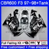 Bodys + zbiornik dla Honda CBR600FS CBR 600F3 CBR 600 F3 FS 97 98 290HM.39 CBR600RR CBR600F3 1997 1998 Kobieta kwiat Hot CBR600 F3 97 98 Owalnia