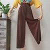 Wepbel Pleated Wide Ben Byxor Kvinnor Trousers Arab Girl's Muslim Fashion High Waist Byxor Sommar Islamisk Kläder