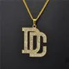 Mode män hiphop brev dc stora hängsmycken smycken full strass design 18k guld pläterad kedja punk halsband för män gi6231334