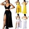 Abito donna 2019 Summer Beach Deep V Party Dress Maxi gonna lunga Crop Top Set due pezzi Club Party Wear Beach Sunsuit Plus Size