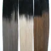 Bande de couleur Ombre dans les cheveux 100% Real Remy Extensions de cheveux humains 40 pcs 100% Real Remy Straight Invisible Skin Weft PU Tape On Hair Extensions