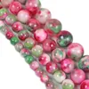 Natural Stone Peach Green-White Red Chalcedon Loose Beads 6 8 10 MM Pick Size For Smycken Making Women's Armband Halsband2404