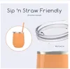 2020011099 Bev Stainless Steel Stemless Wine Glass Tumbler with Lid Vacuum Insulated 12 oz Peach Cup