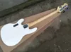 White 5 string electric bass guitar with white guard board maple finger board, custom made FREE SHIPPING
