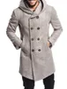 Herbst Winter Männer Mäntel Lange Woll Trenchcoat 2022 Mode Marke Casual Button Taschen Mit Kapuze Mantel Outwear