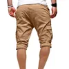 Homens jeans cor sólida cor shorts de carga homens 2021 homens casuais macho macho solo trabalho homem cordão quinto calças plus size1