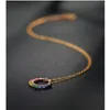 Médaillons DMBS033 gradient rouge à facettes Sapphire pendentif femelle jaune 14k injection d'or sourire clavicule collier cadeau