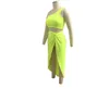 Summer Women Sexy 2 Vestito a due pezzi Vestito da donna Maniche lunghe Trasparente Crop Top + Gonne longuette a vita alta Autunno Outfit