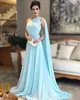 Eleganti caftani arabi sauditi Abiti da sera convenzionali Una spalla Azzurro cielo pieghettato 2021 Illusion Back Mothers Womens A Line Prom Dress Abiti per occasioni speciali