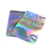 8.5*13cm Mylar Foil Zip Lock Hologram Standing Up Packing Bags Clear on Front Candy Packaging Self Seal Holographic Pouches Bag Reclosable