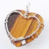WOJIAER Silver Tree of Life Wire Wrap Water Bead Pendant Natural Golden Sand Pink Quartz Gem Stone Heart Jewelry BN362