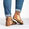 Hot Sale-Women Gladiator Flat Sandals Sommarskydd Heel Rom Sandaler Kvinna Solid Zipper Kvinnor 2019